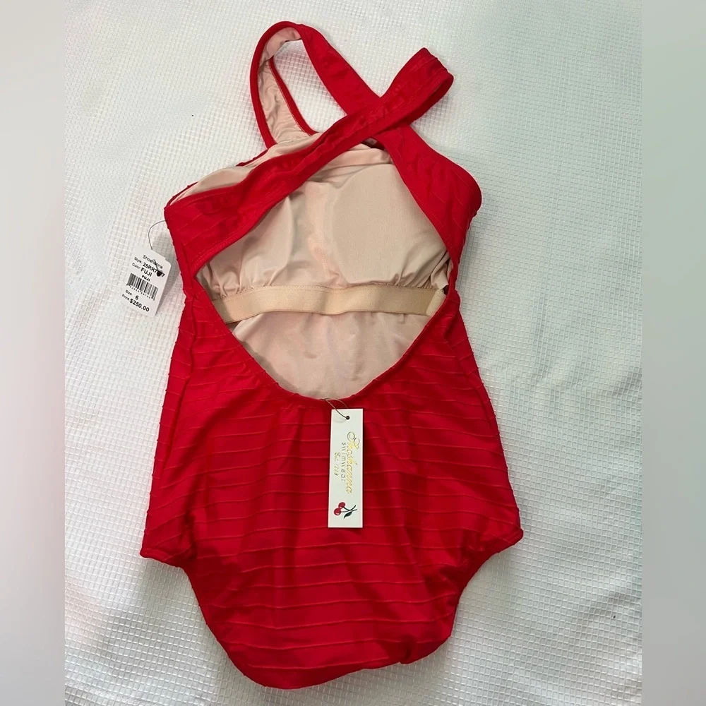Shoshanna Textured Stripe One-Piece Swimsuit In Fuji Size 6 Resort Wear Vacation
